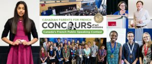 Concours d'art oratoire banner from Canadian Parents for French (BC)