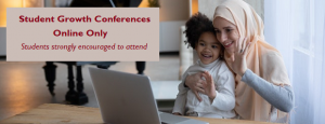 Mother in hijab with child in a video meeting on a laptop