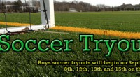 Boys soccer tryouts will begin on Thursday September 8th, 12th, 13th and 15th on the turf.